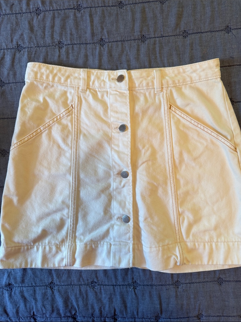 Timberland Button-Front Mini Skirt in Cream